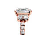 Rose gold Asscher Diamond Three-Stone Pave Band with Four-Prong Setting_29