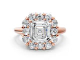 Rose gold Asscher Halo Cluster Diamond Engagement Ring with Prong Setting and Polished Band_20