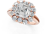 Rose gold Asscher Halo Cluster Diamond Engagement Ring with Prong Setting and Polished Band_21