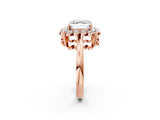 Rose gold Asscher Halo Cluster Diamond Engagement Ring with Solitaire Band and Prong Setting_32