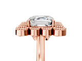 Rose gold Asscher Halo Diamond Cluster Engagement Ring with Milgrain Bezel Setting and Solitaire Band_68