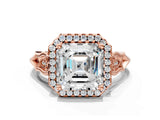 Rose gold Asscher Halo Diamond Engagement Ring with Filigree Band and Four-Prong Setting_69