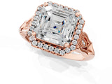 Rose gold Asscher Halo Diamond Engagement Ring with Filigree Band and Four-Prong Setting_70