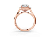 Rose gold Asscher Halo Diamond Engagement Ring with Filigree Band and Four-Prong Setting_72
