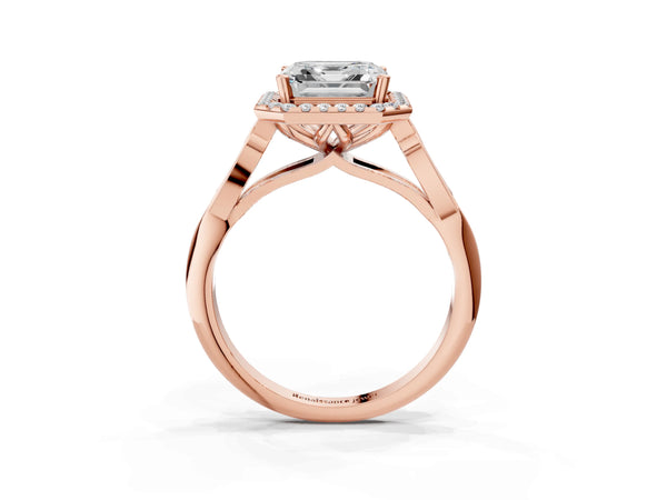 Rose Gold Asscher Cut Vintage Filigree Halo Engagement Ring Setting