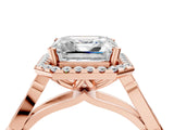 Rose gold Asscher Halo Diamond Engagement Ring with Filigree Band and Four-Prong Setting_73