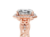 Rose gold Asscher Halo Diamond Engagement Ring with Filigree Band and Four-Prong Setting_74