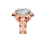 Rose gold Asscher Halo Diamond Engagement Ring with Intricate Filigree Band and Four-Prong Setting_27