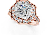 Rose gold Asscher Halo Diamond Engagement Ring with Milgrain Band and Four-Prong Setting_39