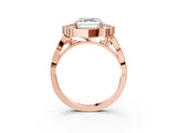 Rose gold Asscher Halo Diamond Engagement Ring with Milgrain Band and Four-Prong Setting_41