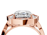 Rose gold Asscher Halo Diamond Engagement Ring with Milgrain Band and Four-Prong Setting_42