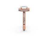 Rose gold Asscher Halo Diamond Engagement Ring with Milgrain Pave Band and Four-Prong Setting_89