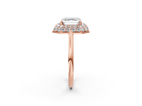 Rose gold Asscher Halo Diamond Engagement Ring with Solitaire Band and Four-Prong Setting_25