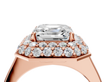 Rose gold Asscher Halo Diamond Engagement Ring with Solitaire Band and Four-Prong Setting_27