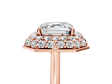 Rose gold Asscher Halo Diamond Engagement Ring with Solitaire Band and Four-Prong Setting_28