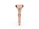 Rose gold Asscher Halo Diamond Engagement Ring with Split Shank and Four-Prong Setting 2