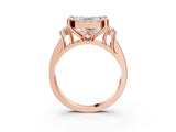 Rose gold Asscher Halo Diamond Engagement Ring with Split Shank and Four-Prong Setting 3