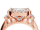 Rose gold Asscher Halo Diamond Engagement Ring with Split Shank and Four-Prong Setting 4