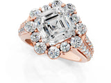 Rose gold Asscher Halo Diamond Engagement Ring with Split Shank and Prong Setting_52