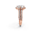 Rose gold Asscher Halo Diamond Engagement Ring with Split Shank and Prong Setting_53