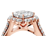 Rose gold Asscher Halo Diamond Engagement Ring with Split Shank and Prong Setting_55
