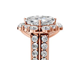 Rose gold Asscher Halo Diamond Engagement Ring with Split Shank and Prong Setting_56