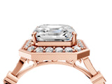 Rose gold Asscher Halo Diamond Engagement Ring with Twisted Band and Four-Prong Setting 4