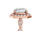 Rose gold Asscher Halo Diamond Engagement Ring with Twisted Band and Four-Prong Setting 5