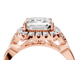Rose gold Asscher Halo Diamond Engagement Ring with Vintage-Inspired Band and Four-Prong Setting_7