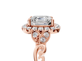 Rose gold Asscher Halo Diamond Engagement Ring with Vintage-Inspired Band and Four-Prong Setting_8