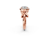 Rose gold Asscher Halo Diamond Floral Band with Four-Prong Setting_63