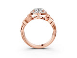 Rose gold Asscher Halo Diamond Floral Band with Four-Prong Setting_64