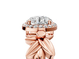 Rose gold Asscher Halo Diamond Floral Band with Four-Prong Setting_66