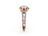 Rose gold Asscher Halo Diamond Floral Split Shank Engagement Ring 3