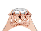 Rose gold Asscher Halo Diamond Floral Split Shank Engagement Ring 5