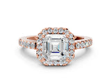 Rose gold Asscher Halo Diamond Pavé Solitaire Ring_96