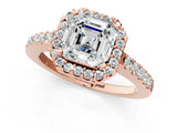 Rose gold Asscher Halo Diamond Pavé Solitaire Ring_97