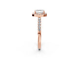 Rose gold Asscher Halo Diamond Pavé Solitaire Ring_98
