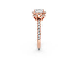Rose gold Asscher Halo Diamond Pave Band Ring with Four-Prong Setting_17