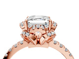 Rose gold Asscher Halo Diamond Pave Band Ring with Four-Prong Setting_19