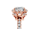 Rose gold Asscher Halo Diamond Pave Band Ring with Four-Prong Setting_20