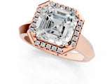 Rose gold Asscher Halo Diamond Ring with Cathedral Band and Four-Prong Setting_47