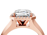 Rose gold Asscher Halo Diamond Ring with Cathedral Band and Four-Prong Setting_50
