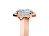 Rose gold Asscher Halo Diamond Ring with Cathedral Band and Four-Prong Setting_51