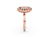 Rose gold Asscher Halo Diamond Ring with Milgrain Edge and Round Prong Setting_60