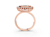 Rose gold Asscher Halo Diamond Ring with Milgrain Edge and Round Prong Setting_61