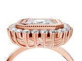 Rose gold Asscher Halo Diamond Ring with Milgrain Edge and Round Prong Setting_62