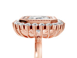 Rose gold Asscher Halo Diamond Ring with Milgrain Edge and Round Prong Setting_63