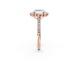 Rose gold Asscher Halo Diamond Ring with Pavé Band and Prong Setting_25