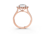 Rose gold Asscher Halo Diamond Ring with Pavé Band and Prong Setting_26